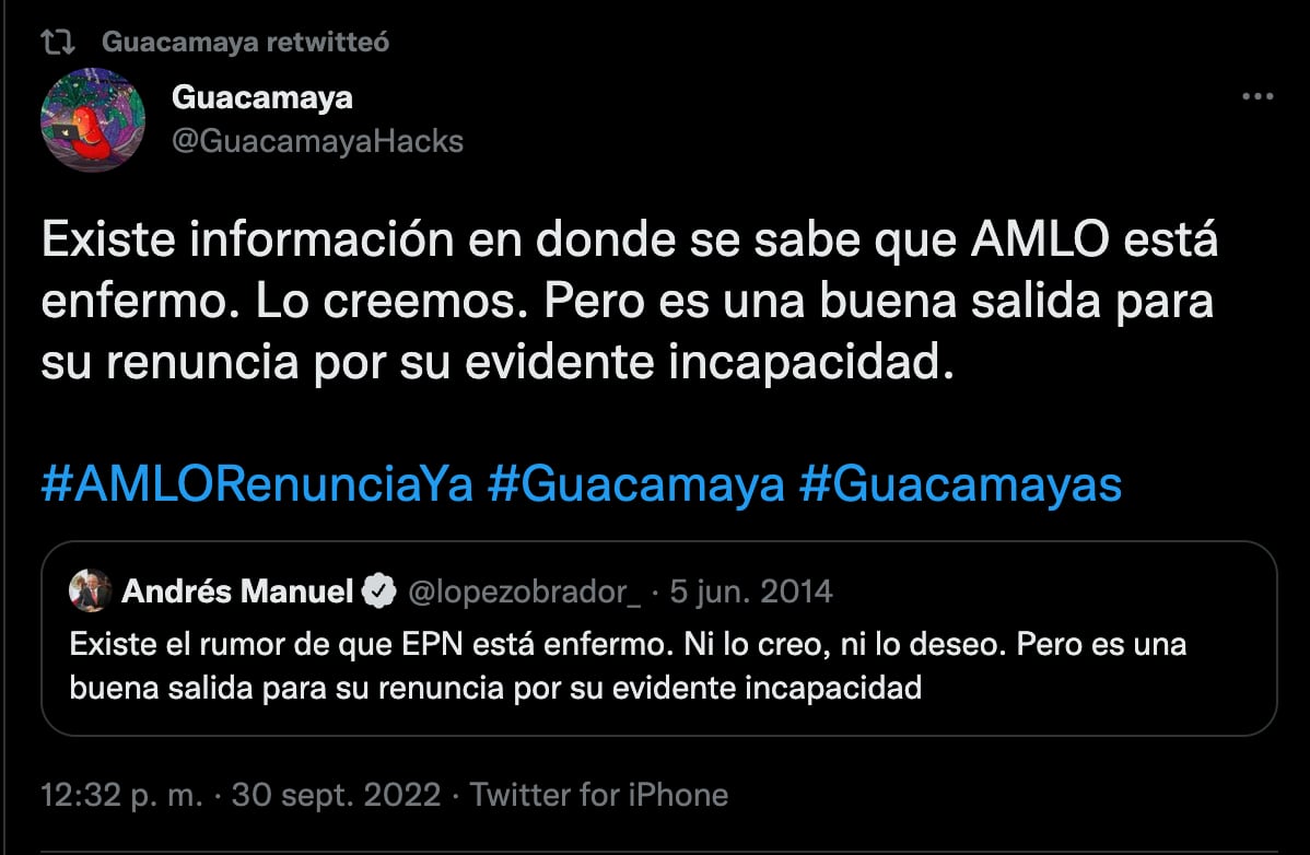 Guacamaya Hackers le regresa a AMLO las mismas palabras que usó contra Enrique Peña Nieto