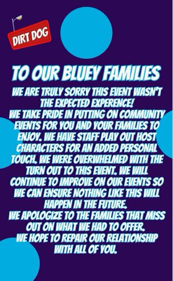 Comunicado evento de Bluey