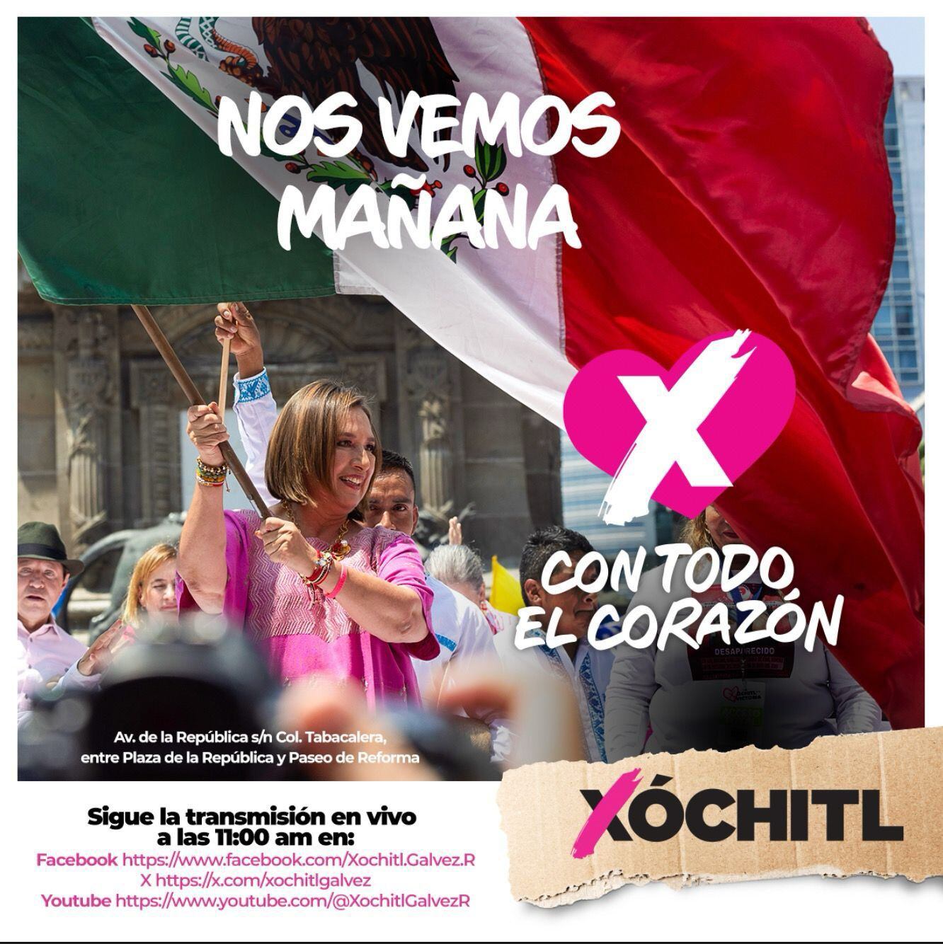 Evento de Xóchitl Gálvez desde Monumento a la Revolución