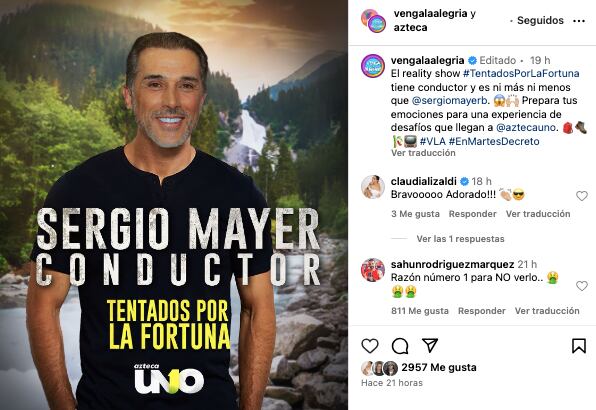 Sergio Mayer es el conductor de Tentados por la fortuna