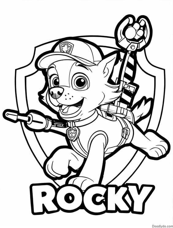 Dibujos de Rocky de Paw Patrol con temática del Día del Niño