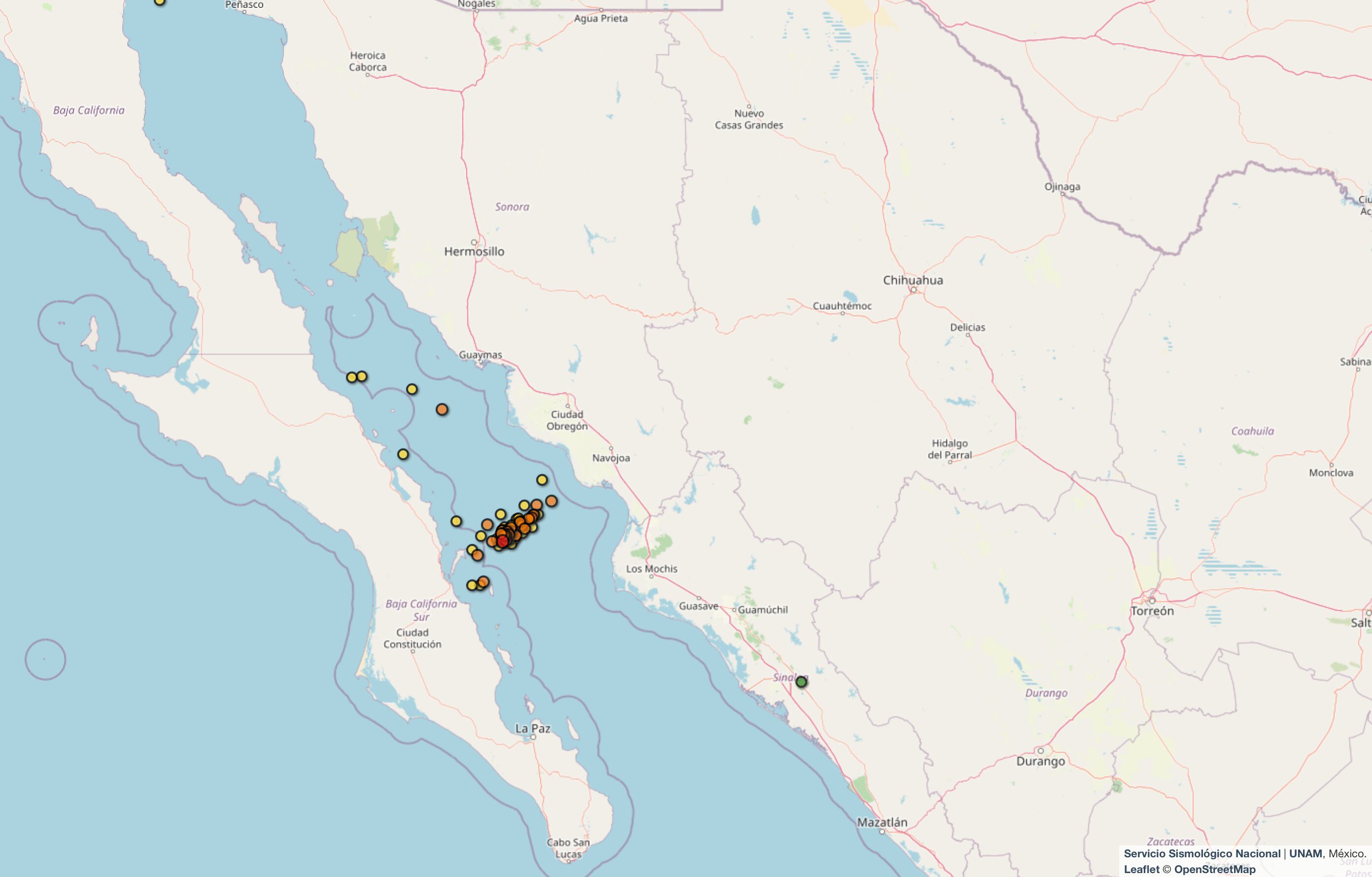 Enjambre de sismos en Baja California Sur