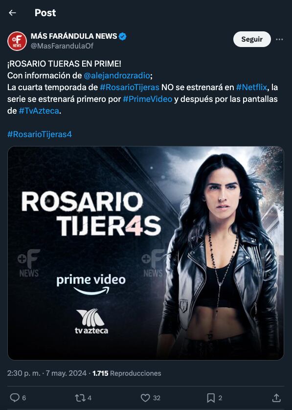 La nueva temporada de Rosario Tijeras con Bárbara de Regil se estrenaría directo en streaming