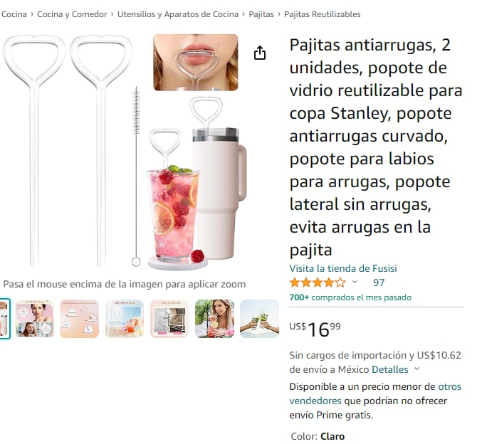 Popotes antiarrugas, producto en Amazon