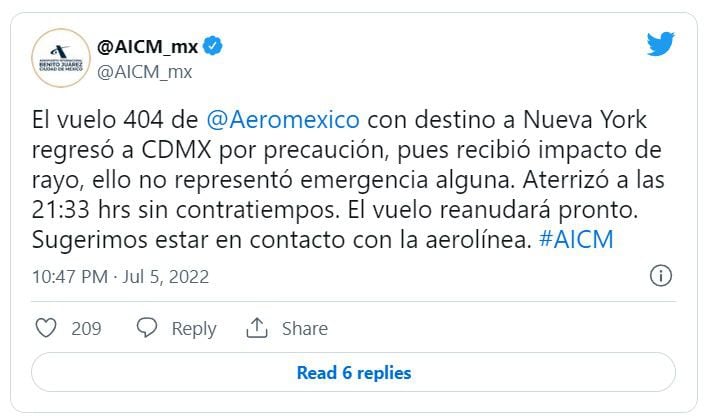 Tuit de Aeroméxico