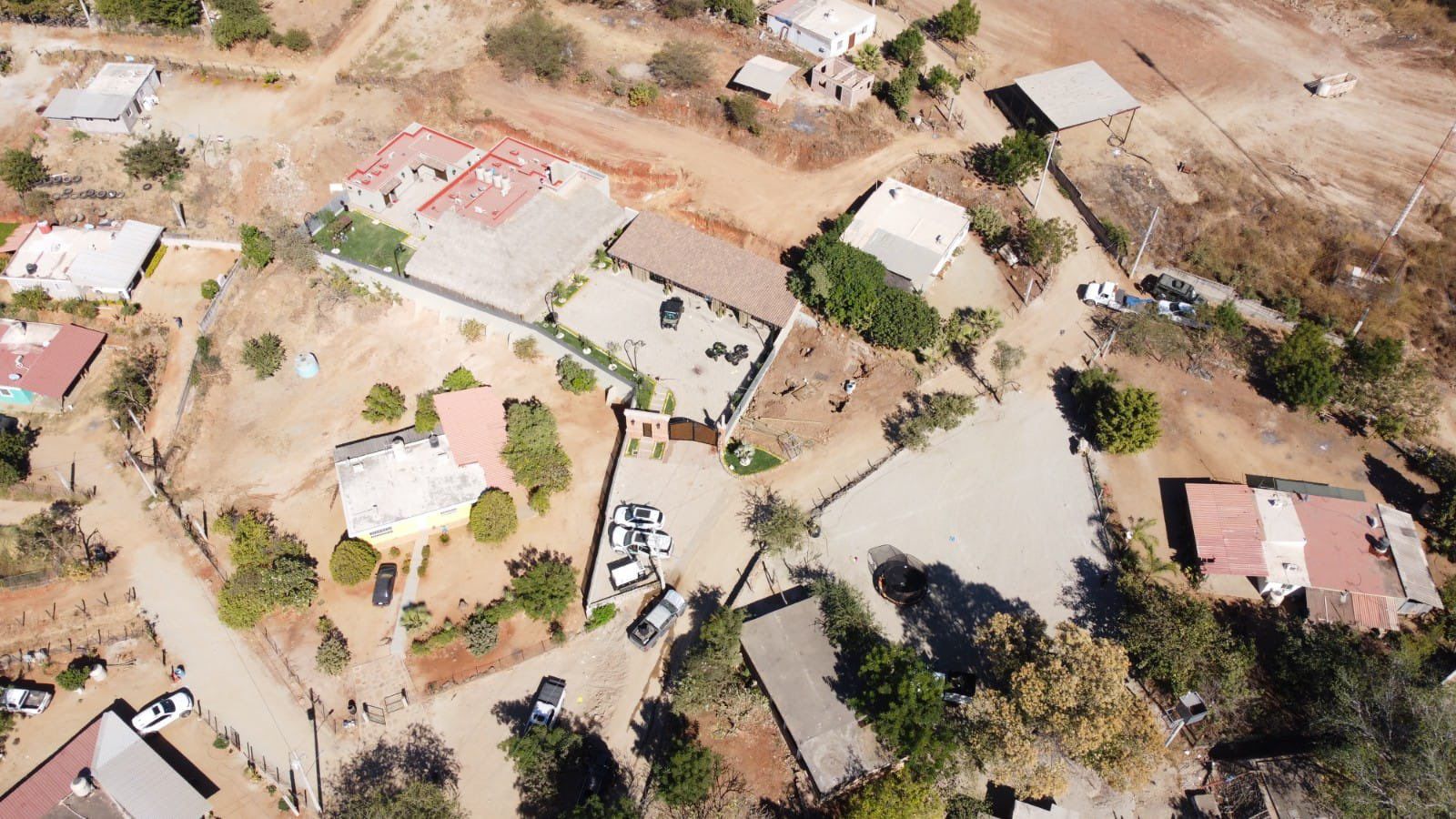 Foto aérea del rancho donde fue detenido Ovidio Guzmán en Jesús María