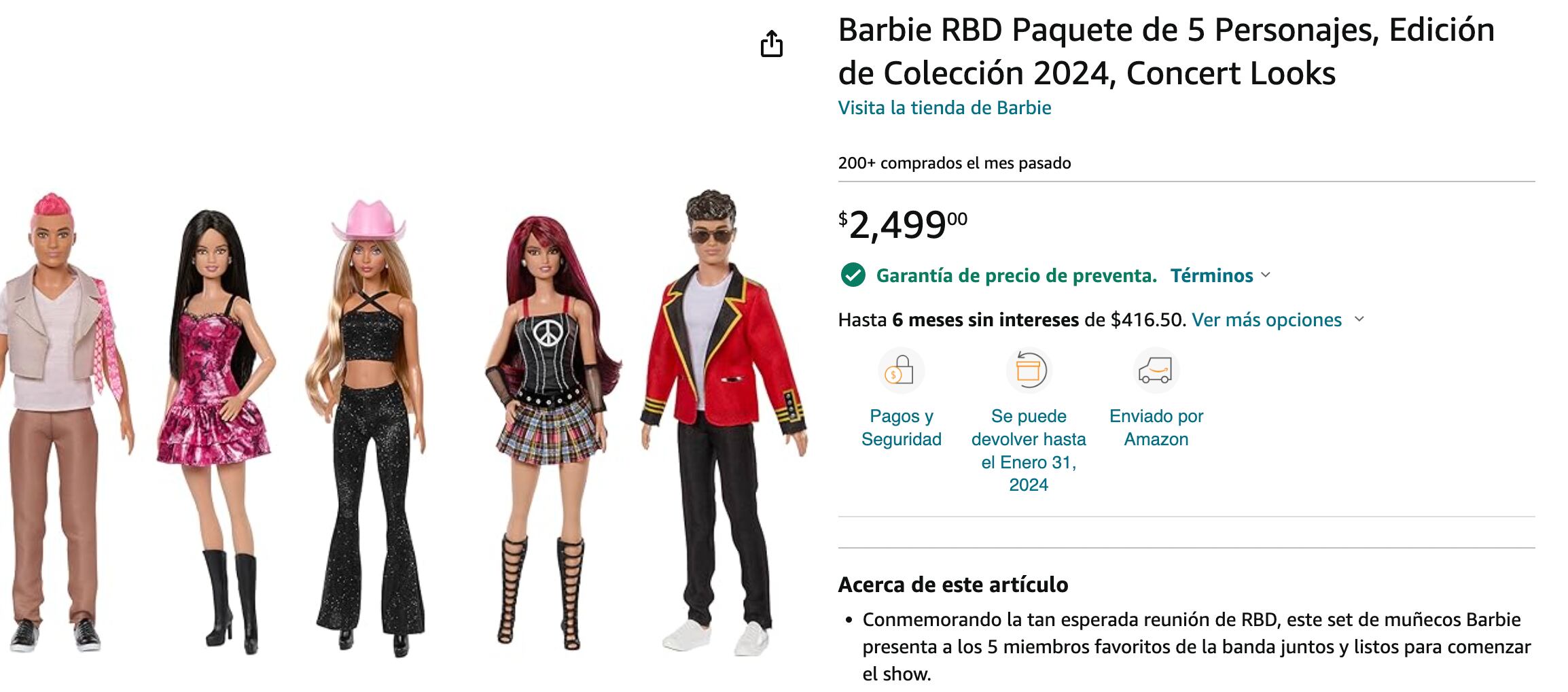 Muñecos RBD en Amazon