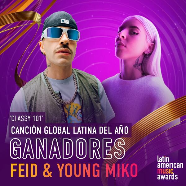 Feid & Young Miko ganan a Canción Global Latina Del Año