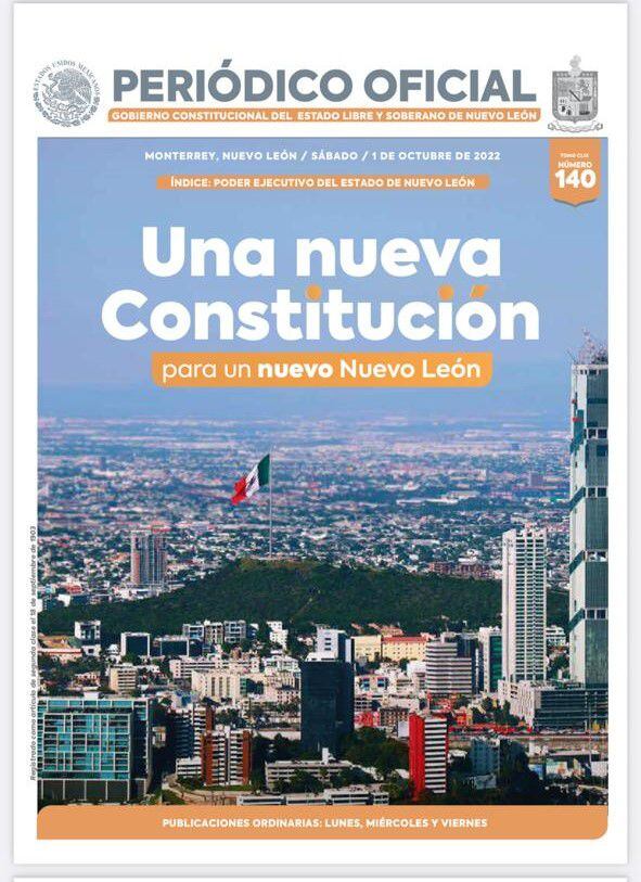 Publicación de la nueva Constitución de Nuevo León